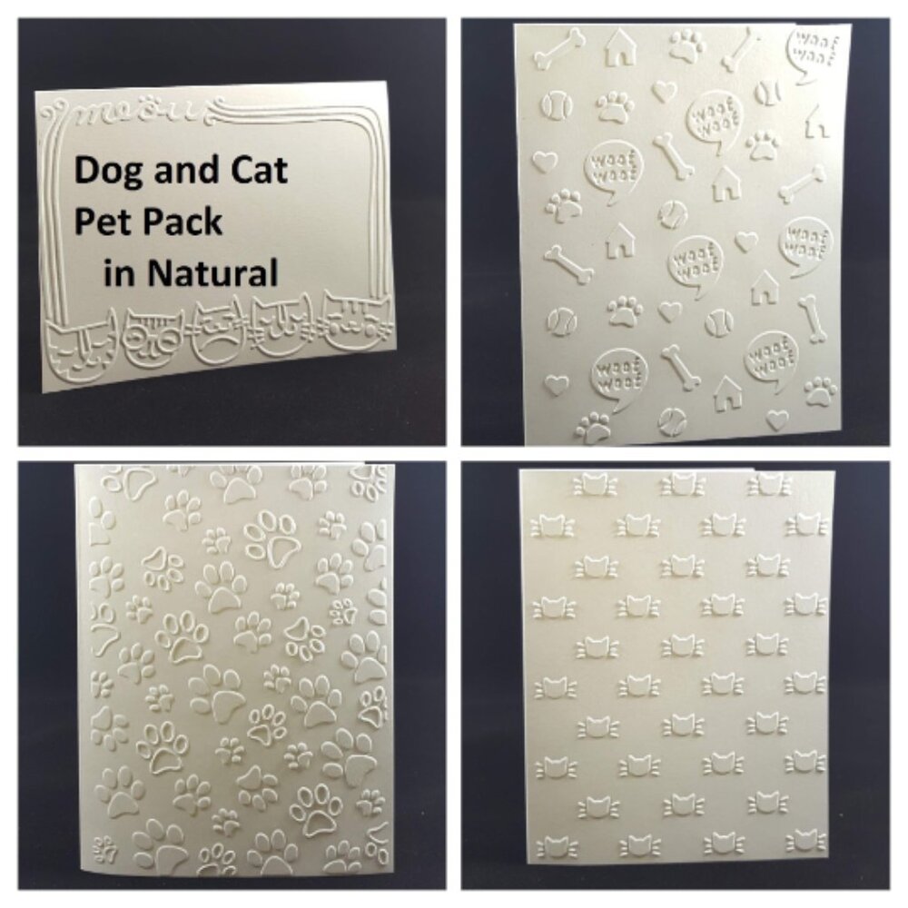 The Dog and Cat Embossed Note Cards Pack w/Envelopes, Set of 8, Natural Color